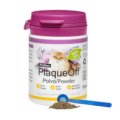 ProDen PlaqueOff Polvo para Gatos 40g – Limpiador Dental 100% Natural, Efectivo contra Placa, Sarro y Mal Aliento, Aprobado por Veterinarios y VOHC - Imagen 2