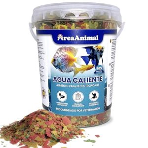 Comida para Peces de Agua Caliente AreaAnimal – Alimento Natural Alto en Proteínas para Peces Tropicales, Guppys, Bettas y Tetra – 200g/1L, Fácil Digestión y Colores Intensos