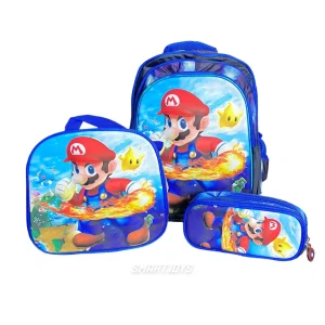 Morral Maleta Escolar 3D + Lonchera + Cartuchera